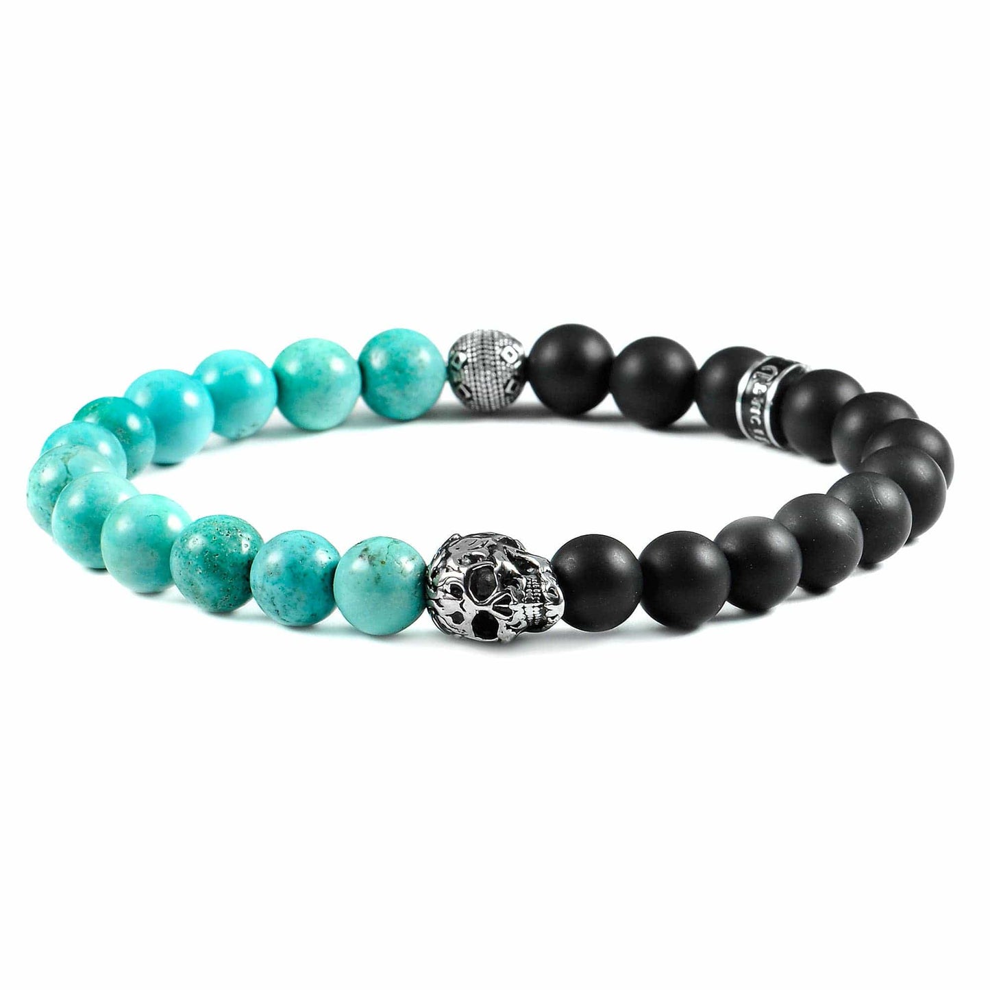 West Coast Jewelry West Coast Jewelry - Crucible Skull Stone and Matte Onyx Stretch Bracelet (8mm): Matte Onyx