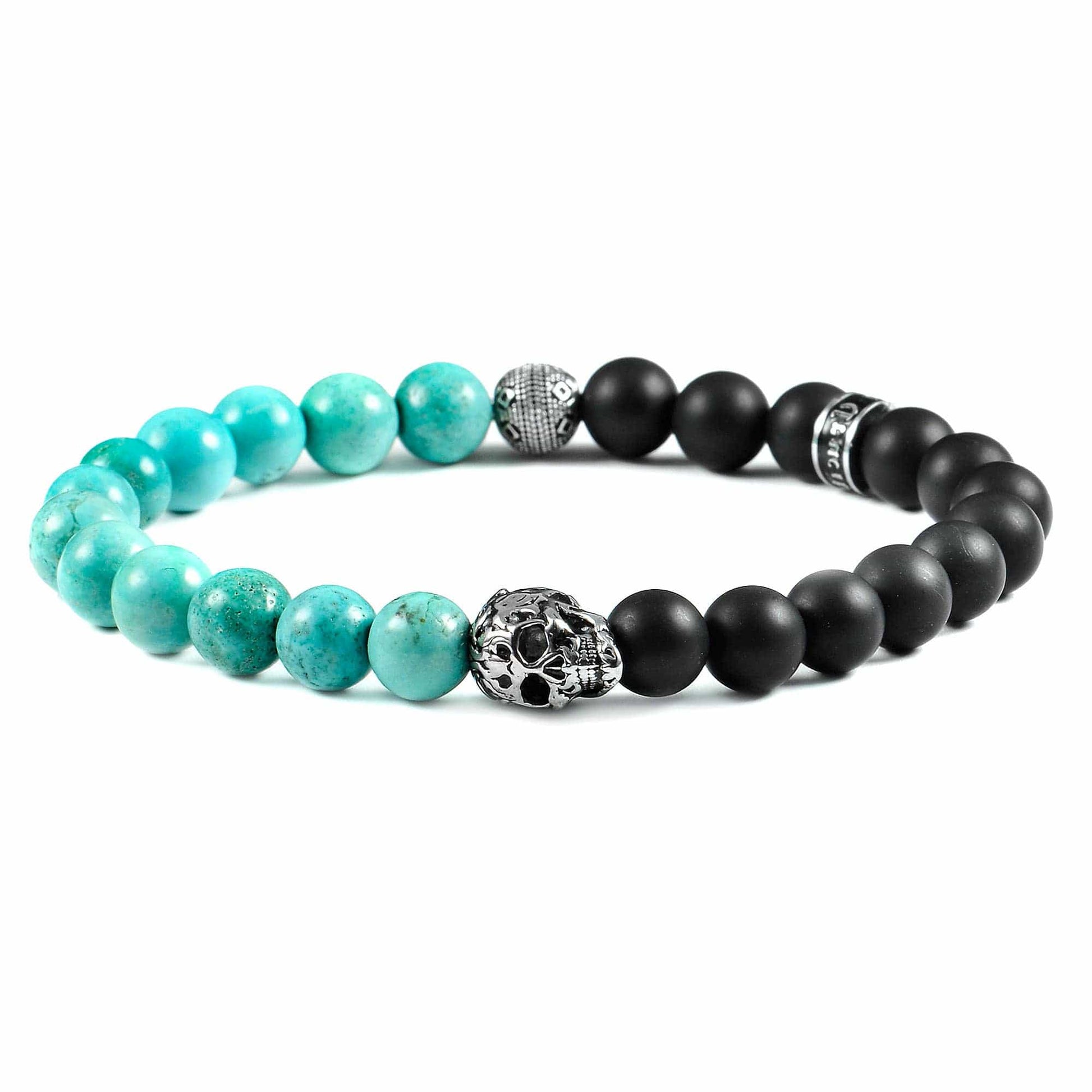 West Coast Jewelry West Coast Jewelry - Crucible Skull Stone and Matte Onyx Stretch Bracelet (8mm): Matte Onyx