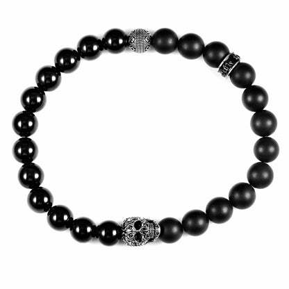 West Coast Jewelry West Coast Jewelry - Crucible Skull Stone and Matte Onyx Stretch Bracelet (8mm): Matte Onyx