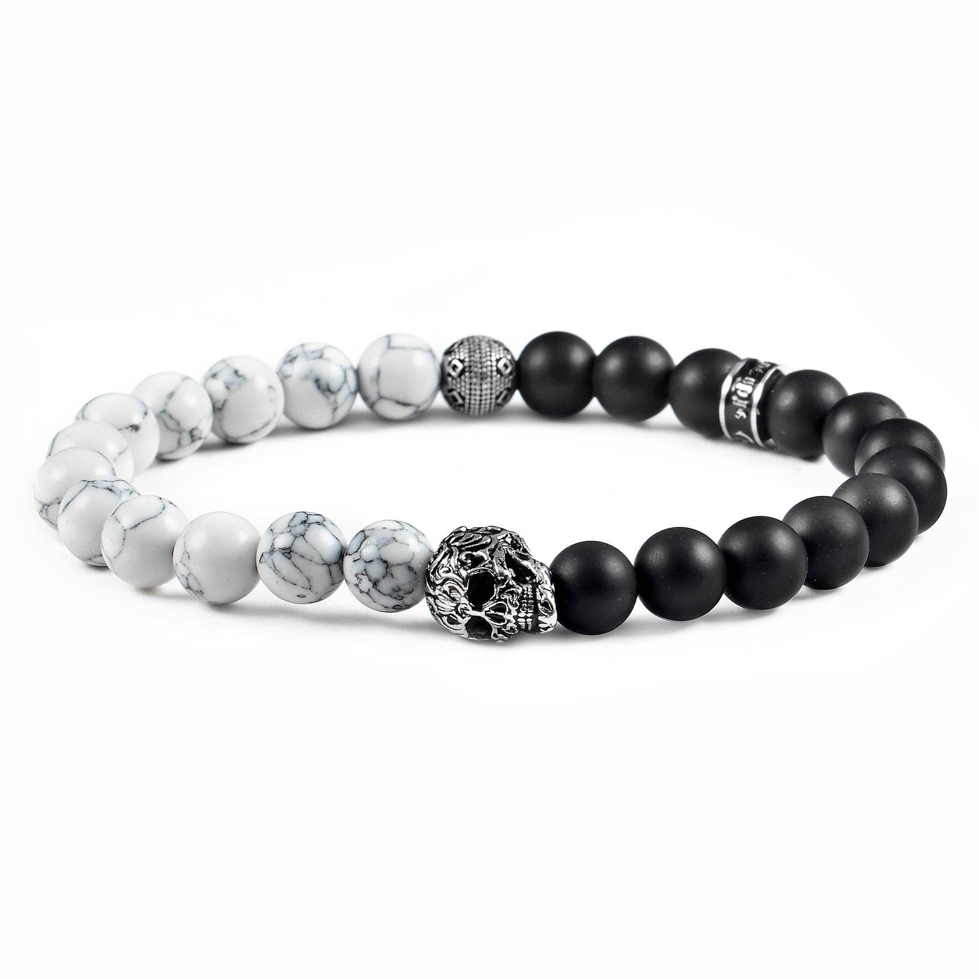 West Coast Jewelry West Coast Jewelry - Crucible Skull Stone and Matte Onyx Stretch Bracelet (8mm): Matte Onyx