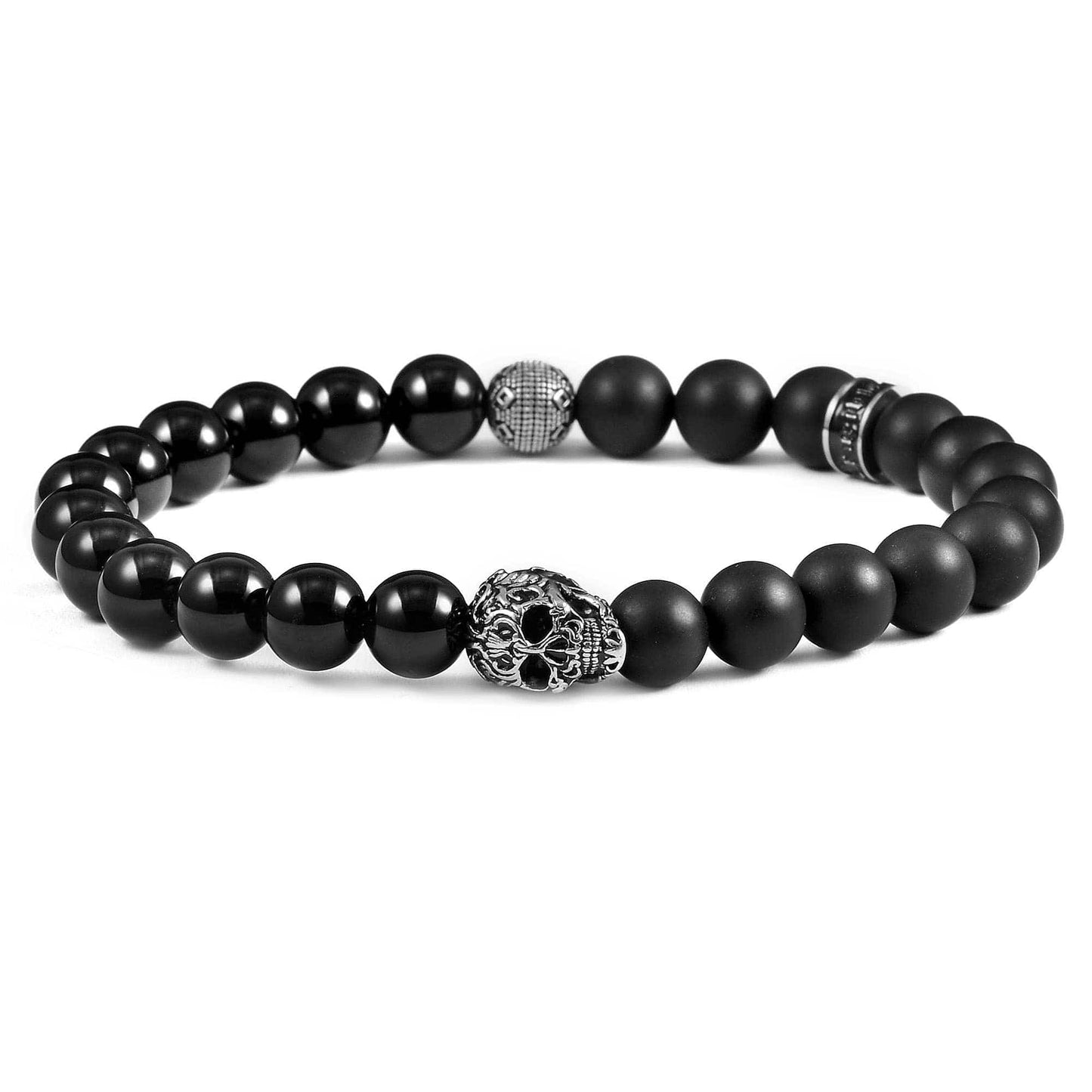 West Coast Jewelry West Coast Jewelry - Crucible Skull Stone and Matte Onyx Stretch Bracelet (8mm): Matte Onyx