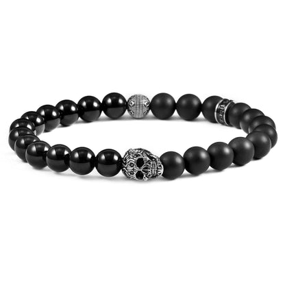 West Coast Jewelry West Coast Jewelry - Crucible Skull Stone and Matte Onyx Stretch Bracelet (8mm): Matte Onyx