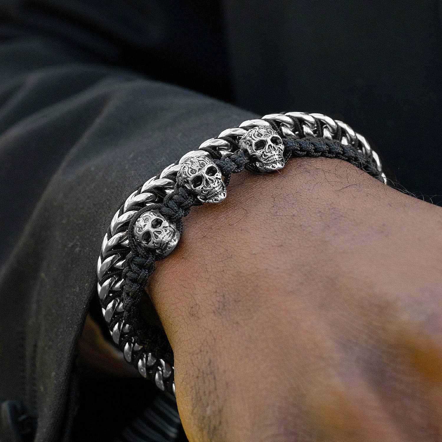 West Coast Jewelry West Coast Jewelry - Crucible Skulls Nylon Rope Cord Adjustable Bracelet: Silver