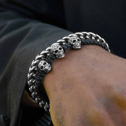West Coast Jewelry West Coast Jewelry - Crucible Skulls Nylon Rope Cord Adjustable Bracelet: Silver