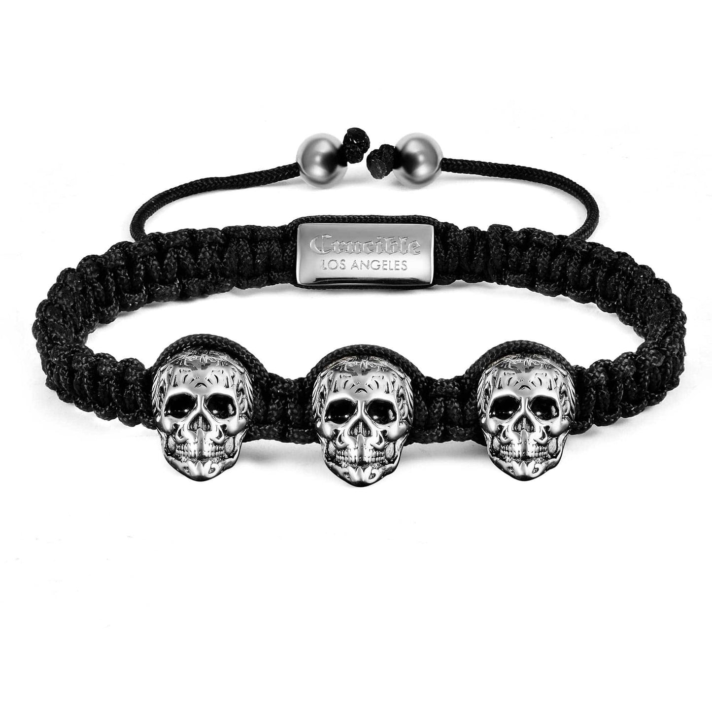West Coast Jewelry West Coast Jewelry - Crucible Skulls Nylon Rope Cord Adjustable Bracelet: Silver