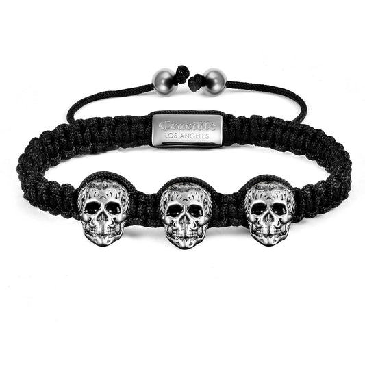 West Coast Jewelry West Coast Jewelry - Crucible Skulls Nylon Rope Cord Adjustable Bracelet: Silver
