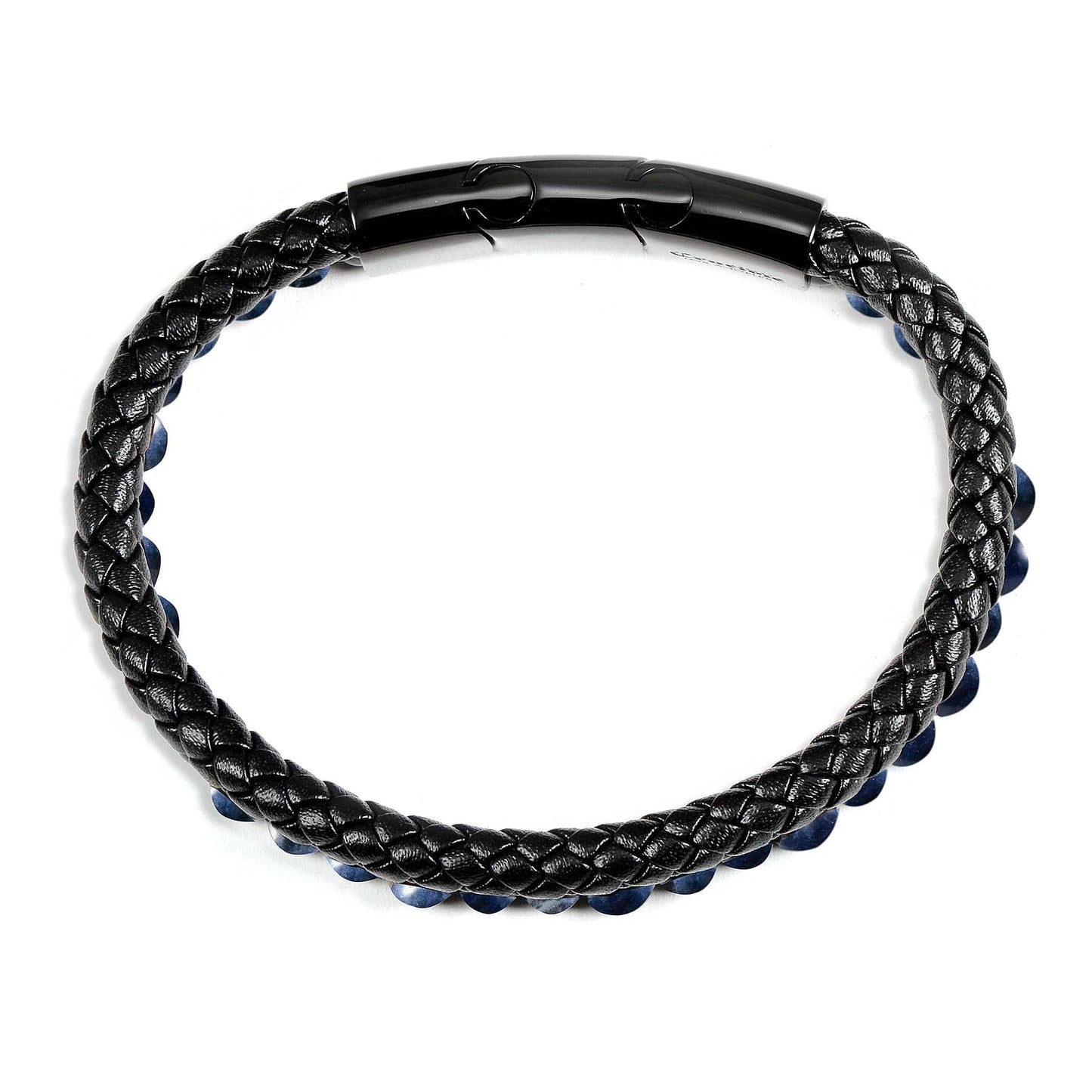 West Coast Jewelry West Coast Jewelry - Crucible Sodalite Stone Bead Leather Bracelet - 8.25" + Ext: Black
