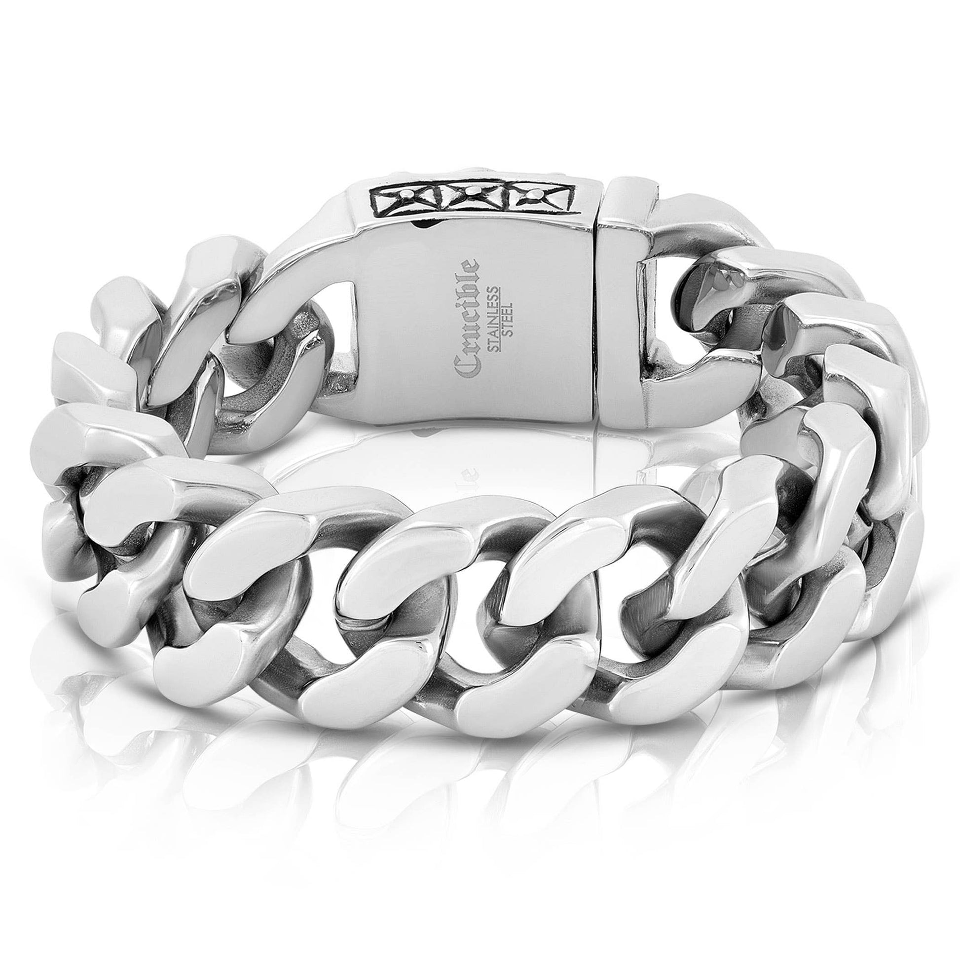 West Coast Jewelry West Coast Jewelry - Crucible Steel Skull Clasp Curb Link Chain Bracelet: Black / 8.5