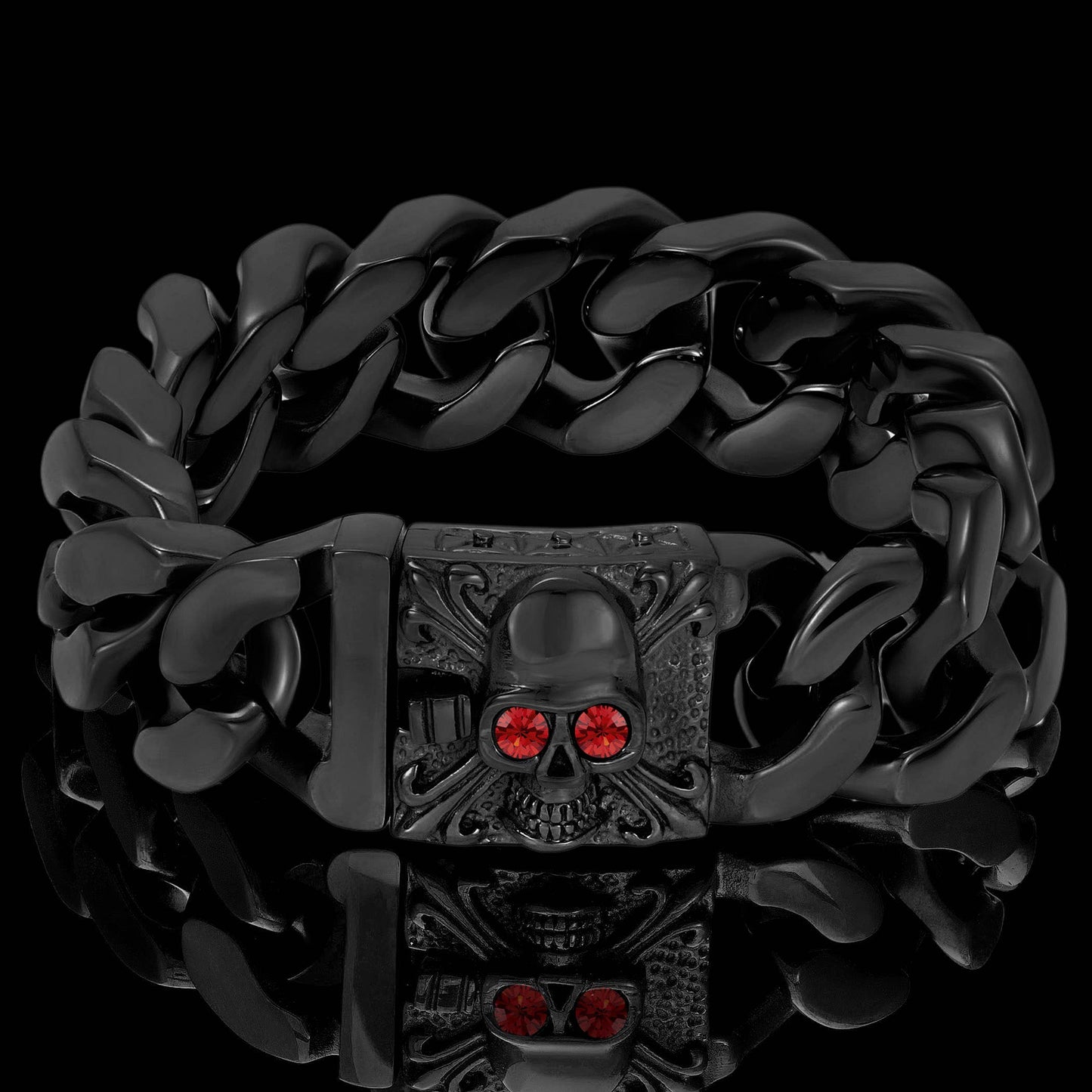 West Coast Jewelry West Coast Jewelry - Crucible Steel Skull Clasp Curb Link Chain Bracelet: Silver / 8.5