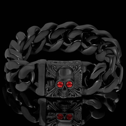 West Coast Jewelry West Coast Jewelry - Crucible Steel Skull Clasp Curb Link Chain Bracelet: Silver / 8.5