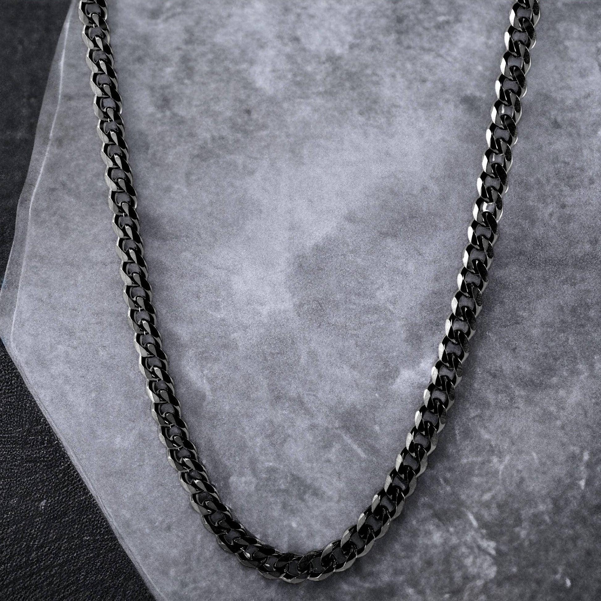 West Coast Jewelry West Coast Jewelry - Curb Chain Steel Necklace 3.5mm Width - 24 Inches: Black