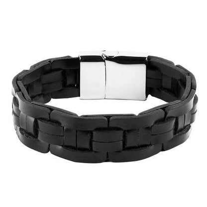 West Coast Jewelry West Coast Jewelry - Genuine Black Leather Cuff Bracelet