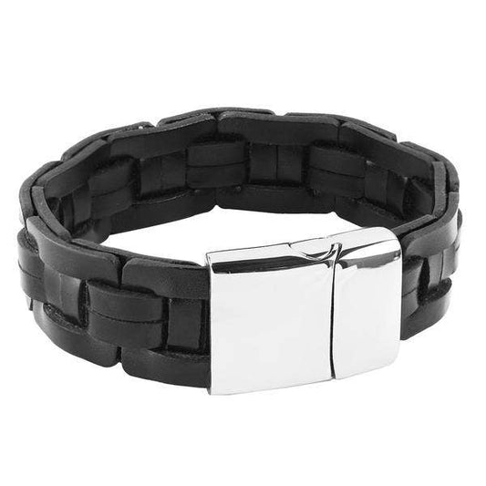 West Coast Jewelry West Coast Jewelry - Genuine Black Leather Cuff Bracelet