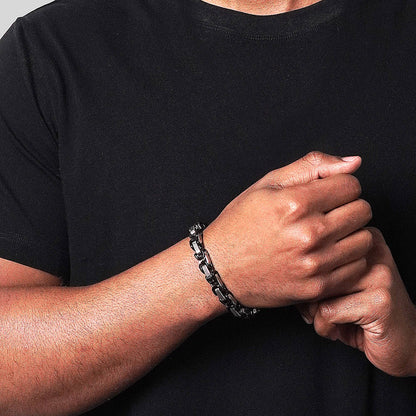 West Coast Jewelry West Coast Jewelry - Invicta Jewelry Byzantine Chain Steel Bracelet (8mm) - 8.75": Black