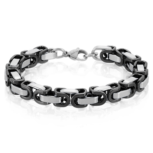 West Coast Jewelry West Coast Jewelry - Invicta Jewelry Byzantine Chain Steel Bracelet (8mm) - 8.75": Black