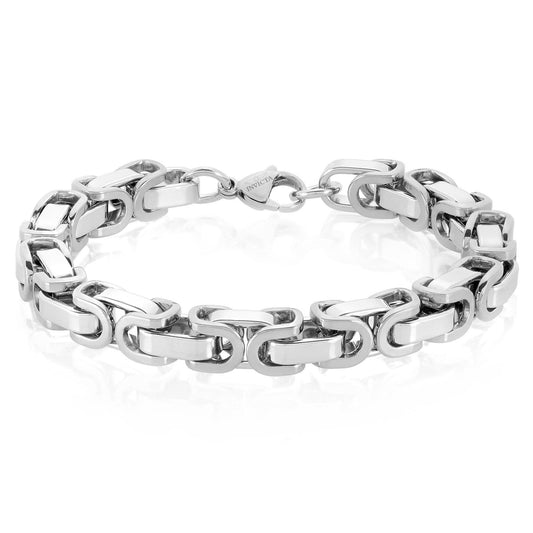 West Coast Jewelry West Coast Jewelry - Invicta Jewelry Byzantine Chain Steel Bracelet (8mm) - 8.75": Silver