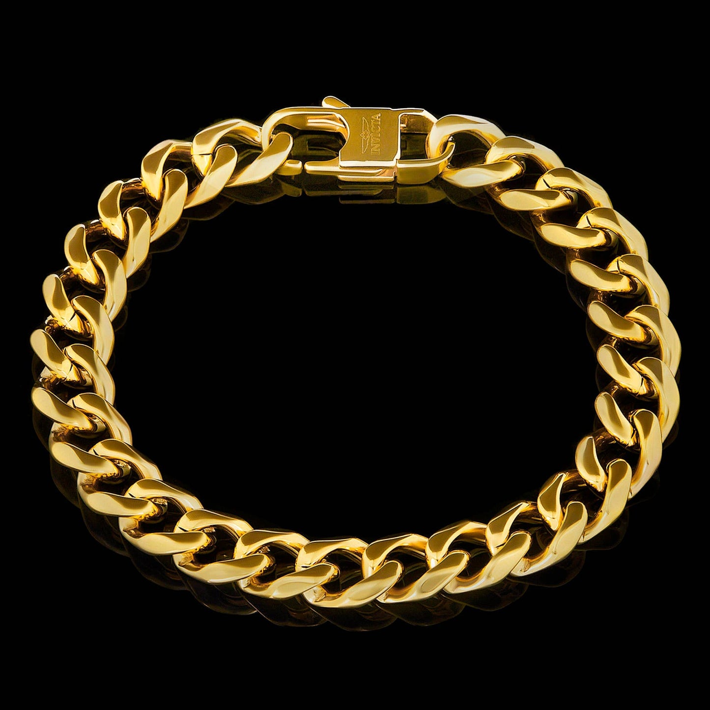 West Coast Jewelry West Coast Jewelry - Invicta Jewelry Curb Chain Steel Bracelet (11mm) - 9": Gold