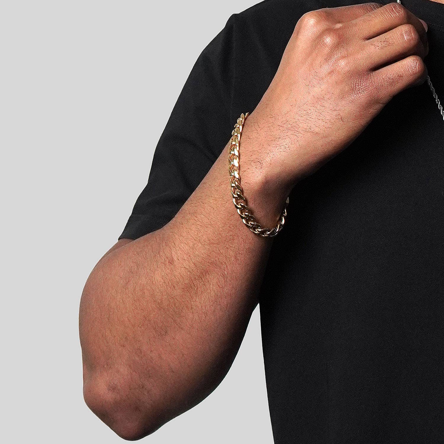 West Coast Jewelry West Coast Jewelry - Invicta Jewelry Curb Chain Steel Bracelet (11mm) - 9": Gold