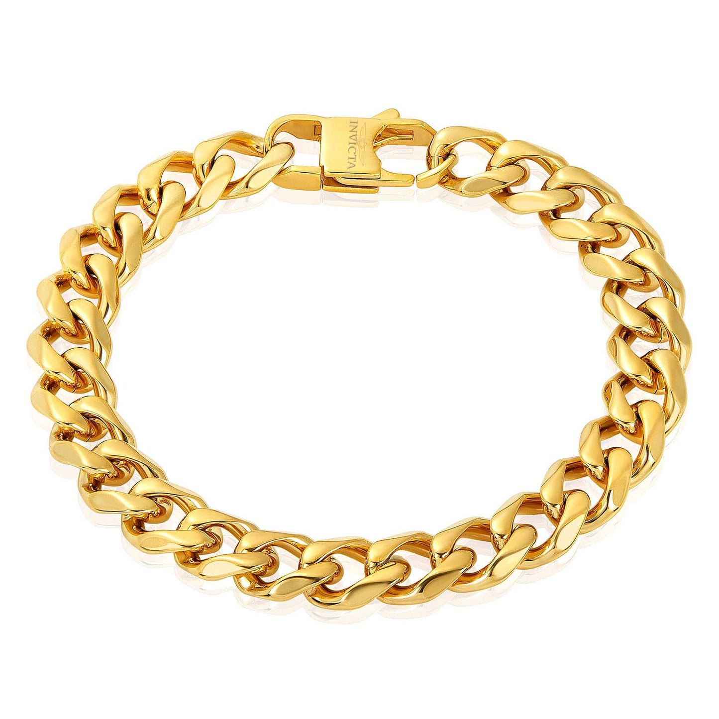 West Coast Jewelry West Coast Jewelry - Invicta Jewelry Curb Chain Steel Bracelet (11mm) - 9": Gold