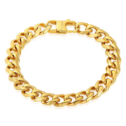 West Coast Jewelry West Coast Jewelry - Invicta Jewelry Curb Chain Steel Bracelet (11mm) - 9": Gold