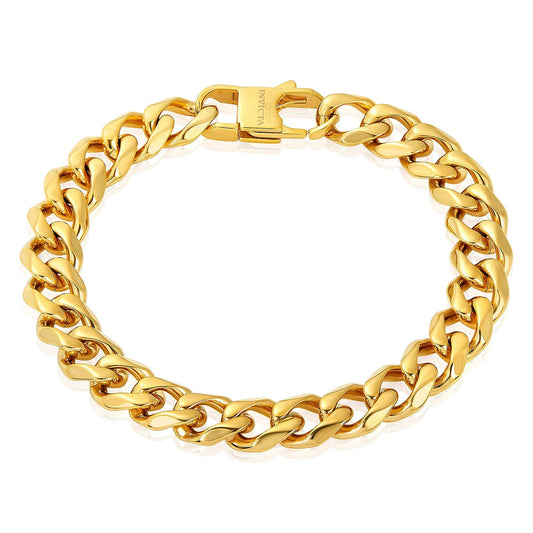 West Coast Jewelry West Coast Jewelry - Invicta Jewelry Curb Chain Steel Bracelet (11mm) - 9": Gold