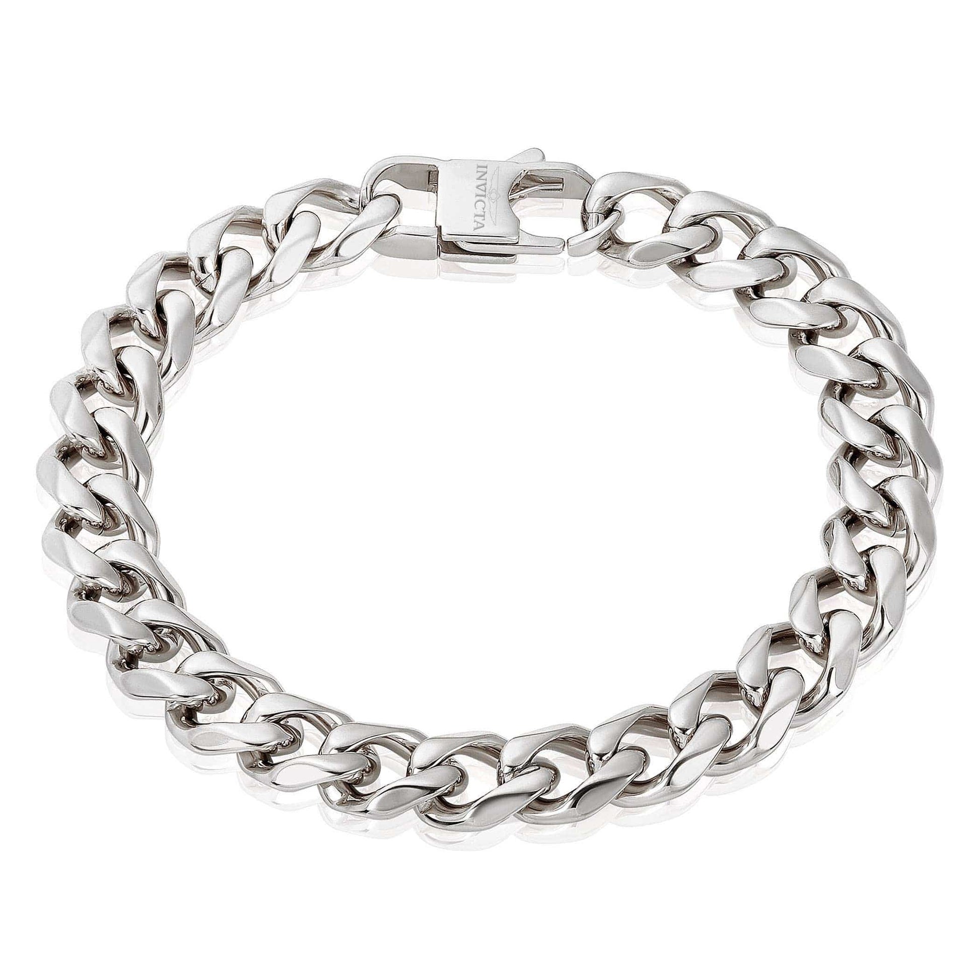 West Coast Jewelry West Coast Jewelry - Invicta Jewelry Curb Chain Steel Bracelet (11mm) - 9": Silver