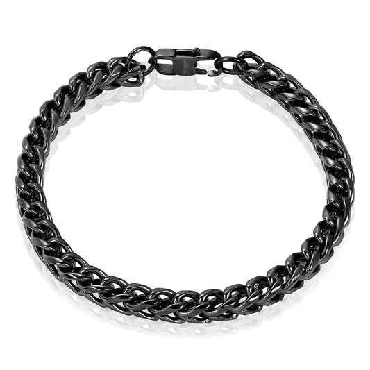West Coast Jewelry West Coast Jewelry - Invicta Jewelry Franco Chain Steel Bracelet (6mm) 8.5": Black