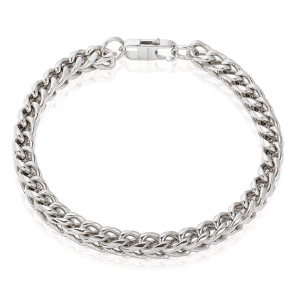 West Coast Jewelry West Coast Jewelry - Invicta Jewelry Franco Chain Steel Bracelet (6mm) 8.5": Silver