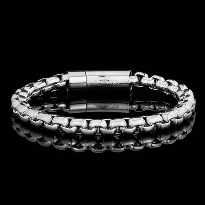 West Coast Jewelry West Coast Jewelry - Invicta Jewelry Polished Box Chain Steel Bracelet (8mm) - 9": Gold