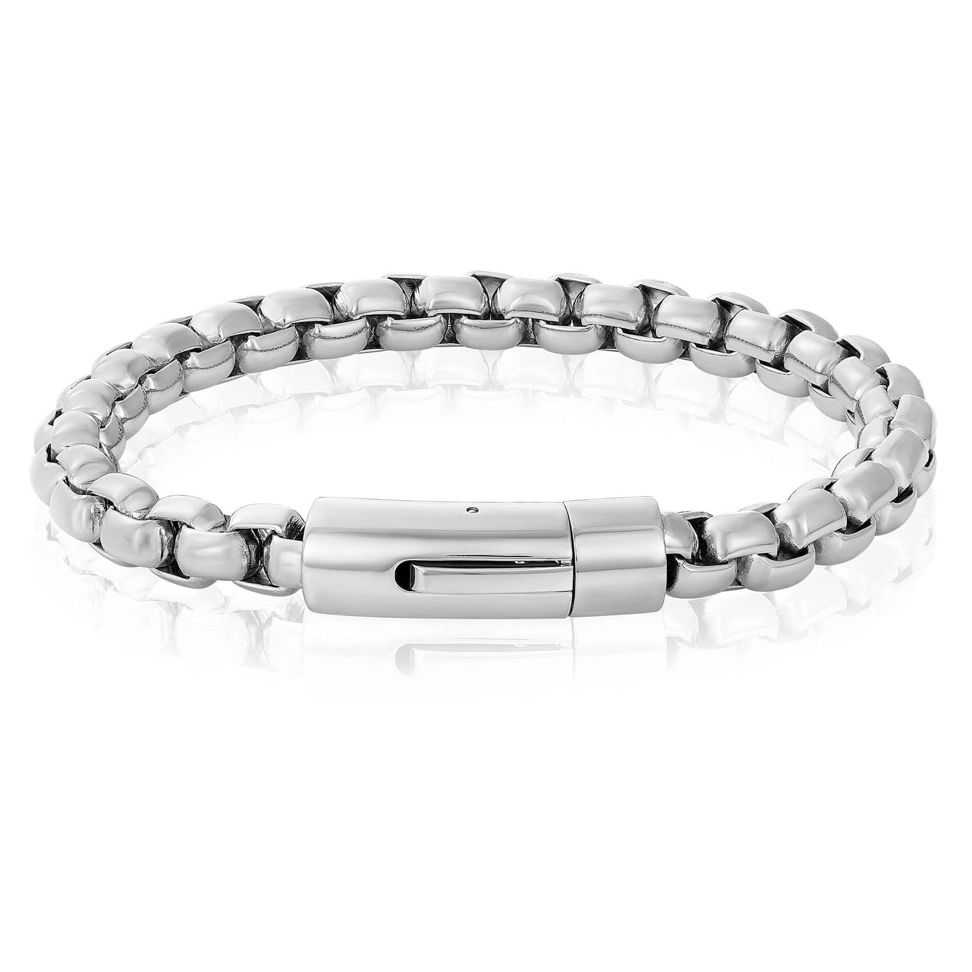 West Coast Jewelry West Coast Jewelry - Invicta Jewelry Polished Box Chain Steel Bracelet (8mm) - 9": Gunmetal