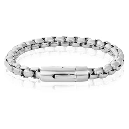 West Coast Jewelry West Coast Jewelry - Invicta Jewelry Polished Box Chain Steel Bracelet (8mm) - 9": Gunmetal