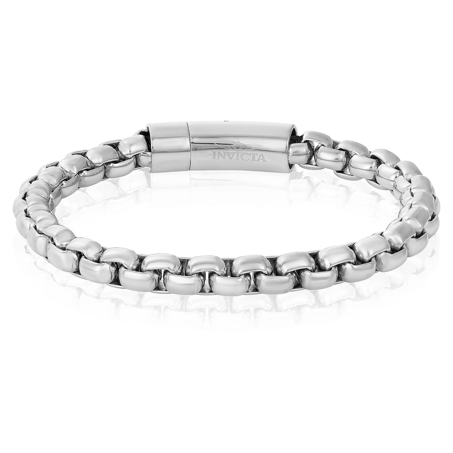 West Coast Jewelry West Coast Jewelry - Invicta Jewelry Polished Box Chain Steel Bracelet (8mm) - 9": Gunmetal