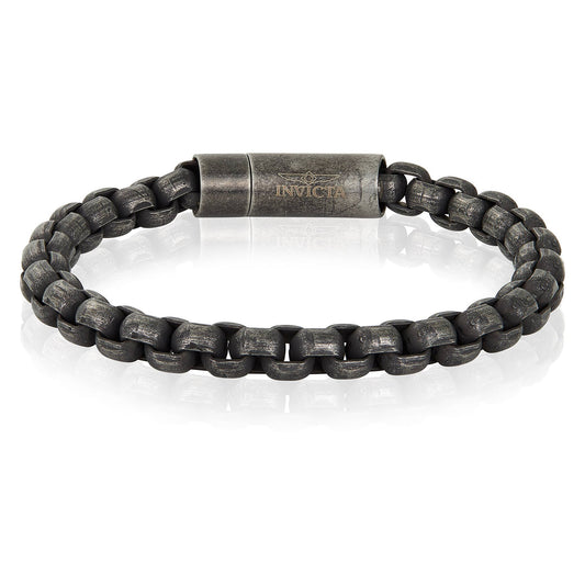 West Coast Jewelry West Coast Jewelry - Invicta Jewelry Polished Box Chain Steel Bracelet (8mm) - 9": Gunmetal