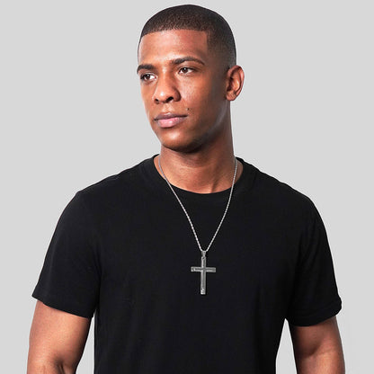 West Coast Jewelry West Coast Jewelry - Invicta Jewelry Polished Layered Steel Cross Necklace - 24"