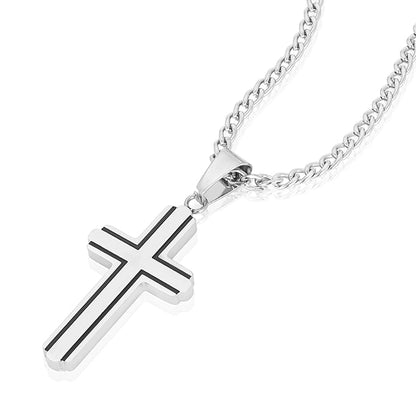 West Coast Jewelry West Coast Jewelry - Invicta Jewelry Polished Steel Cross Necklace - 24"