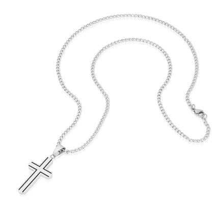 West Coast Jewelry West Coast Jewelry - Invicta Jewelry Polished Steel Cross Necklace - 24"