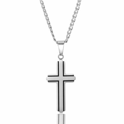 West Coast Jewelry West Coast Jewelry - Invicta Jewelry Polished Steel Cross Necklace - 24"