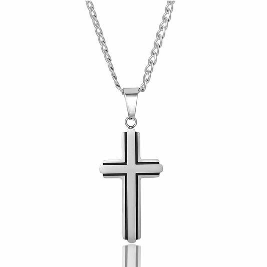 West Coast Jewelry West Coast Jewelry - Invicta Jewelry Polished Steel Cross Necklace - 24"