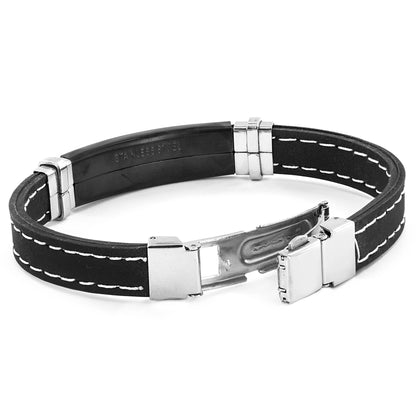 West Coast Jewelry West Coast Jewelry - Lord's Prayer Black Plated Plate Stitched Rubber Bracelet
