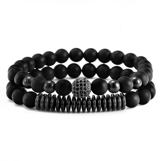 West Coast Jewelry West Coast Jewelry - Matte Agate and Hematite Beaded Bracelet Set