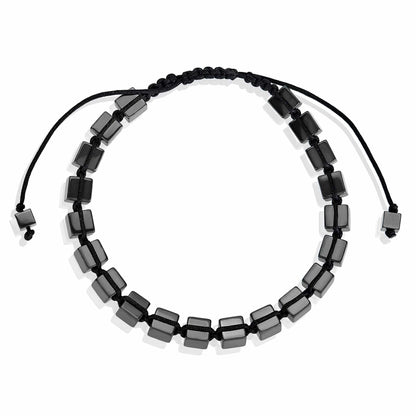West Coast Jewelry West Coast Jewelry - Medium Hematite Cube Stone Adjustable Bracelet - 6mm