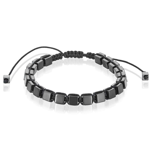 West Coast Jewelry West Coast Jewelry - Medium Hematite Cube Stone Adjustable Bracelet - 6mm