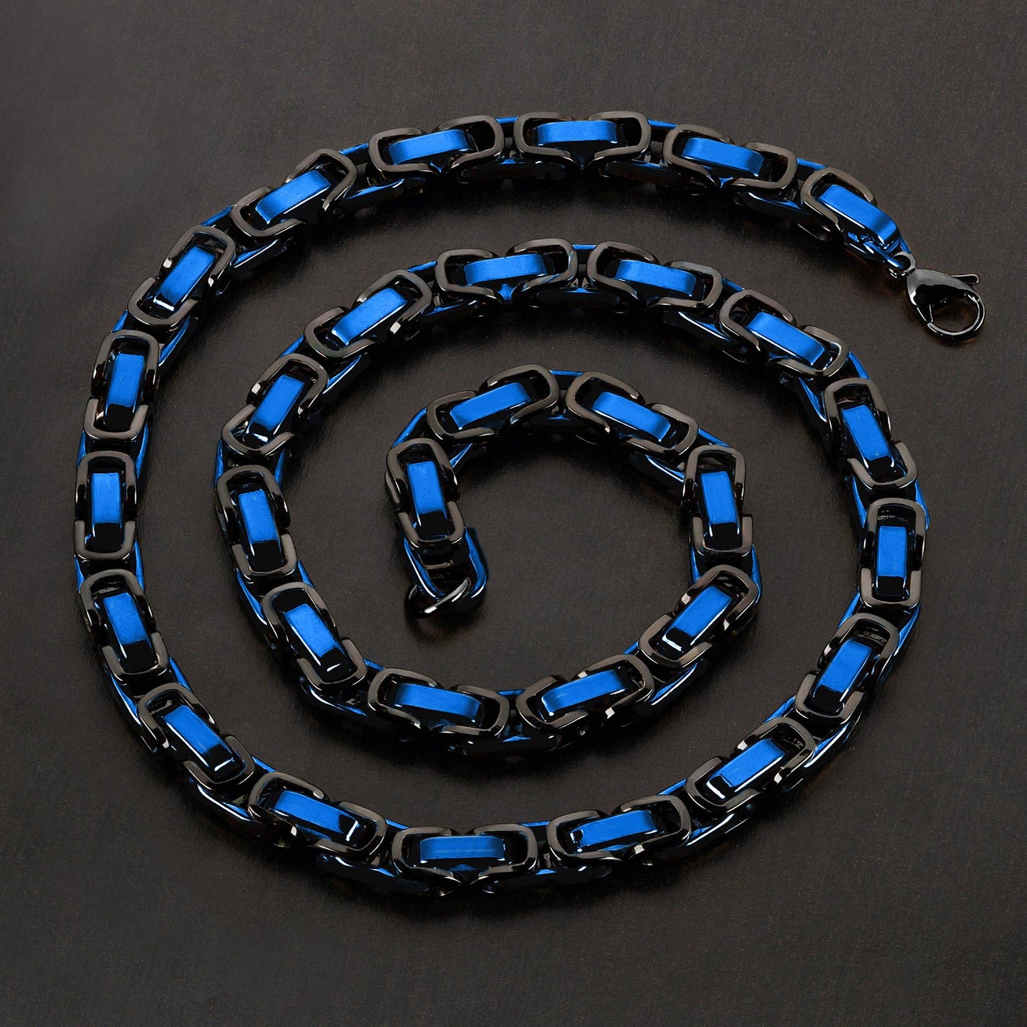 West Coast Jewelry West Coast Jewelry - Men's Black and Blue Byzantine Necklace (8mm) - 24"