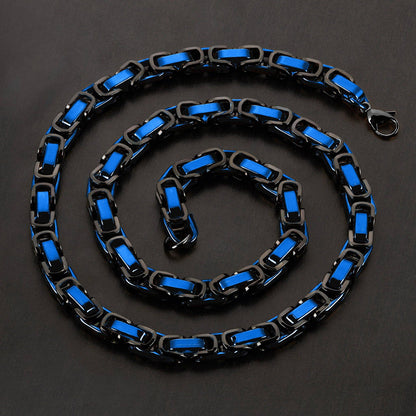 West Coast Jewelry West Coast Jewelry - Men's Black and Blue Byzantine Necklace (8mm) - 24"