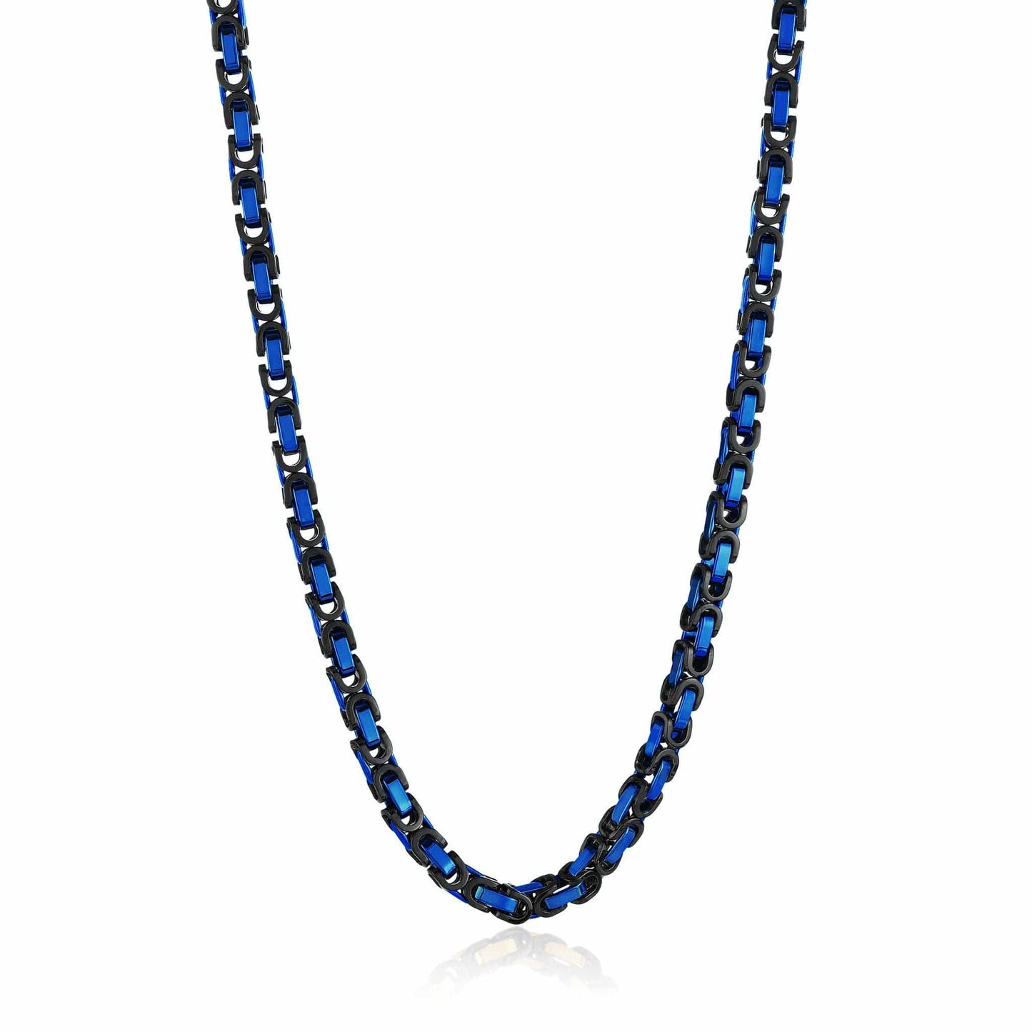 West Coast Jewelry West Coast Jewelry - Men's Black and Blue Byzantine Necklace (8mm) - 24"