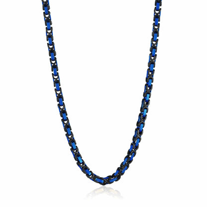 West Coast Jewelry West Coast Jewelry - Men's Black and Blue Byzantine Necklace (8mm) - 24"