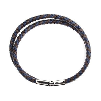 West Coast Jewelry West Coast Jewelry - Men's Blue and Brown Leather Bracelet