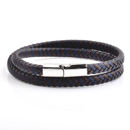 West Coast Jewelry West Coast Jewelry - Men's Blue and Brown Leather Bracelet