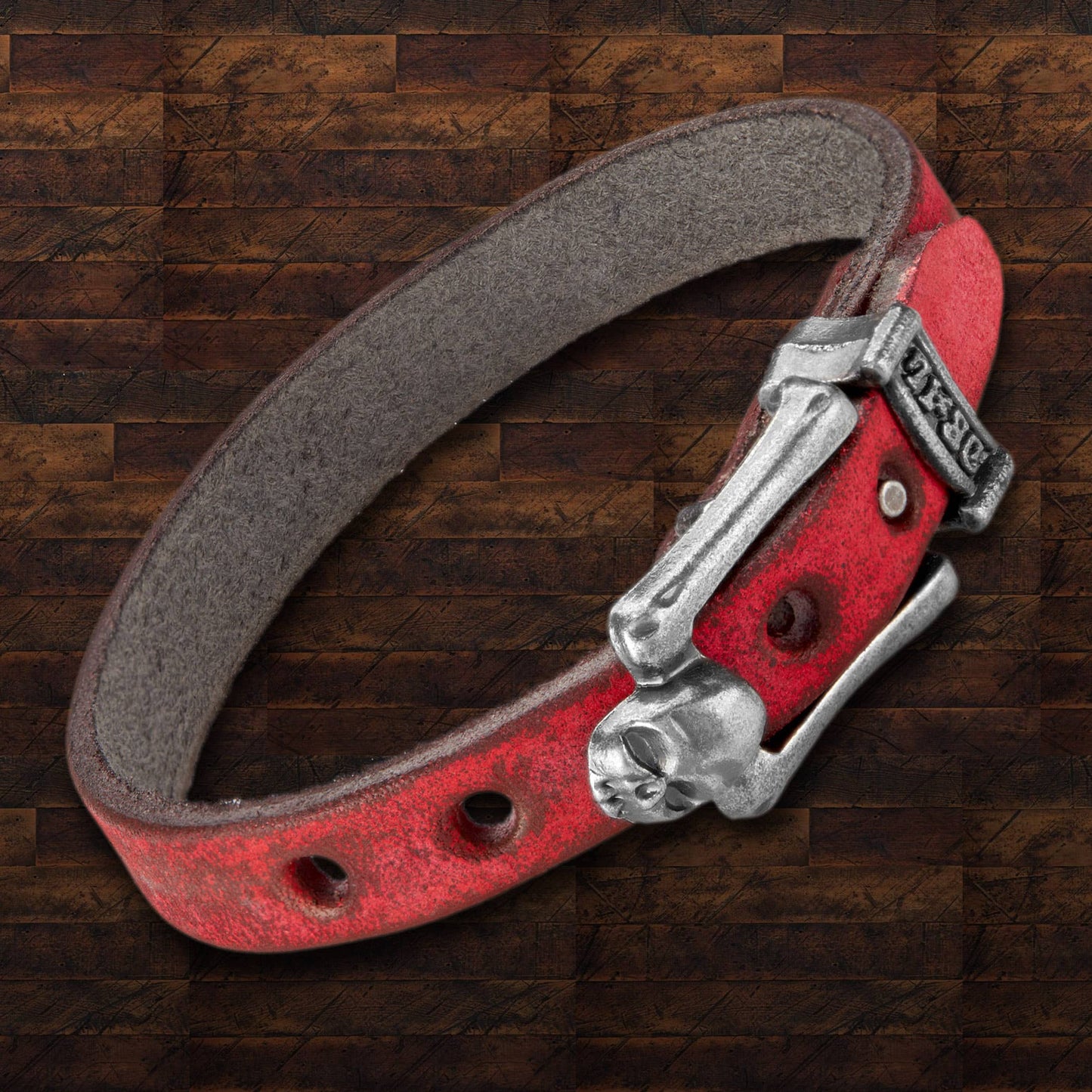 West Coast Jewelry West Coast Jewelry - Men's Leather Skull Buckle Bracelet: Black