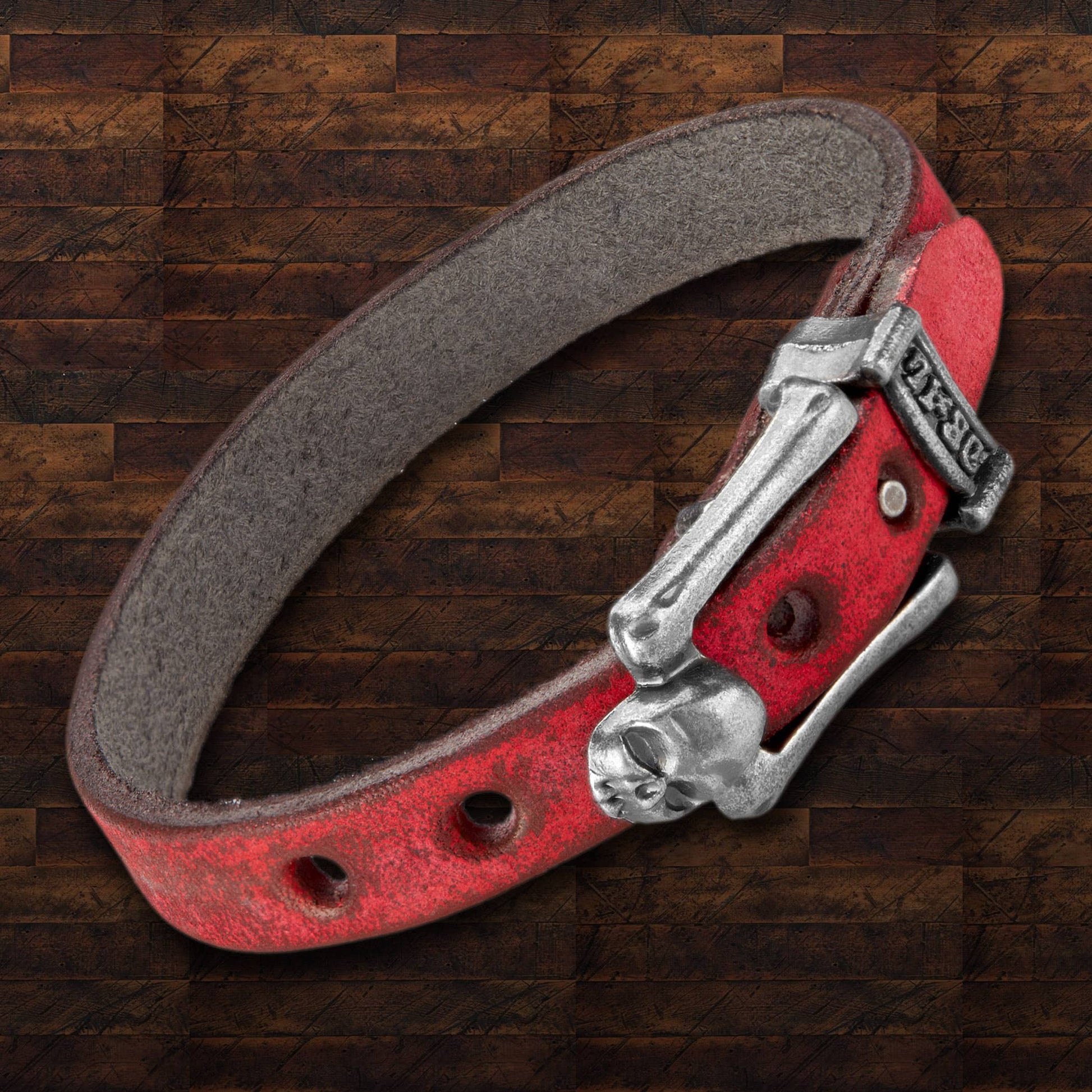 West Coast Jewelry West Coast Jewelry - Men's Leather Skull Buckle Bracelet: Black
